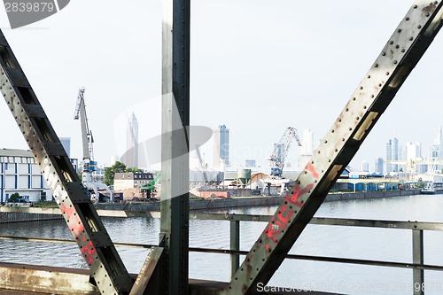 Image of Empty railroad tracks on scale bridge