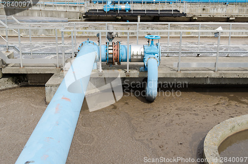 Image of blue stopcock tap pipes oxygen blow bubble water 