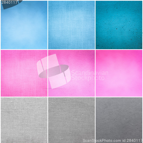 Image of Old Vintage Papers Texture Set  (Blue, Pink, Grey) Background