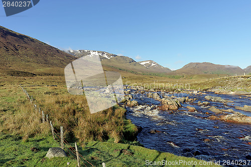 Image of Spey river west of Garva bridge at dawn, Scotland in spring