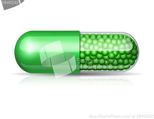 Image of Medical green capsule with granules