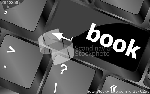 Image of Book button on keyboard keys - business concept