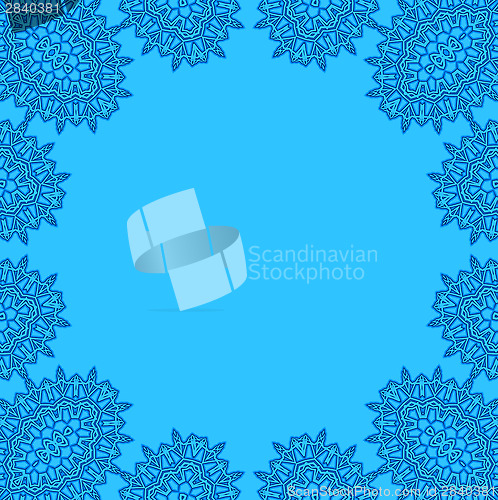 Image of Blue background with abstract ornate frame