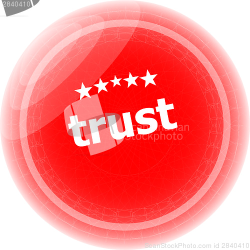 Image of trust red rubber stamp over a white background