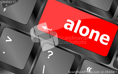 Image of alone words concept with key on keyboard