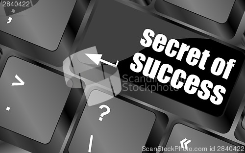 Image of secret of success button on computer keyboard key