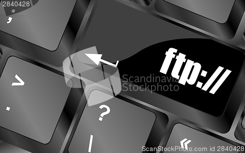 Image of Computer keyboard with ftp key, technology background
