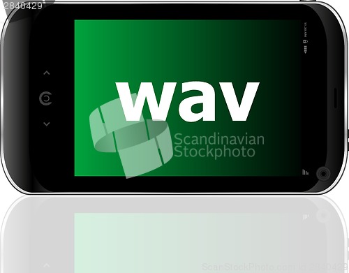 Image of Web development concept: smartphone with word wav on display