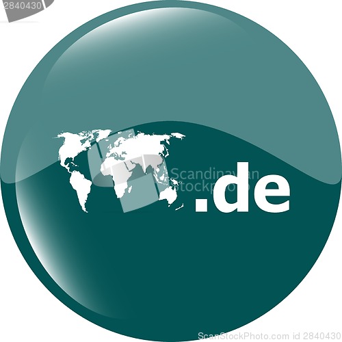 Image of Domain DE sign icon. Top-level internet domain symbol with world map