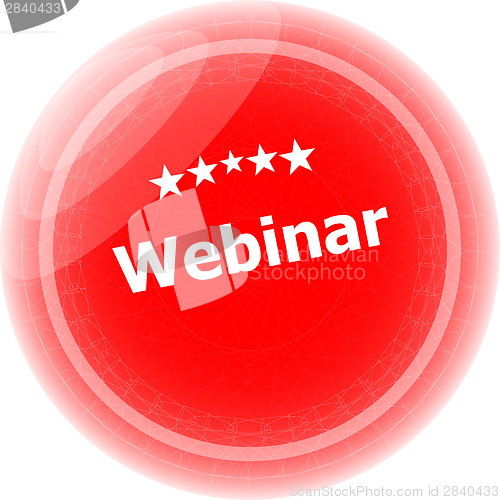 Image of webinar word on red stickers button, label, business concept