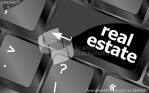 Image of Real Estate concept. hot key on computer keyboard with Real Estate words