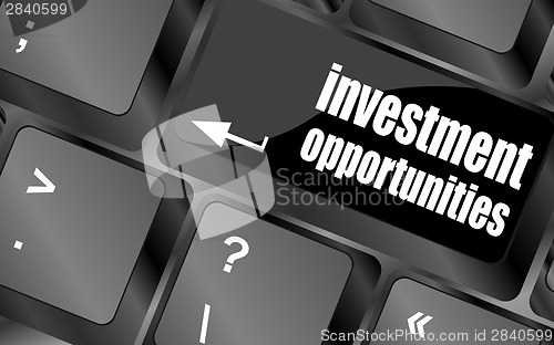 Image of invest or investing concepts, with a message on enter key or keyboard.