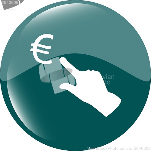 Image of Currency exchange icons, euro money sign and people hand