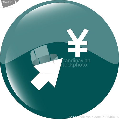 Image of Yen currency symbol and arrow web button icon