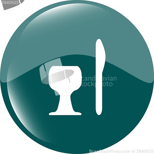 Image of Eat sign icon. Cutlery symbol. Knife and fork. Circles button