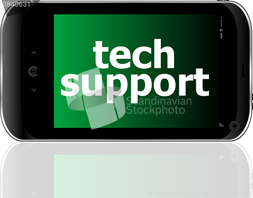 Image of digital smartphone with tech support words, business concept