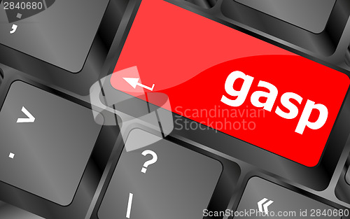 Image of gasp word on keyboard key, notebook computer button