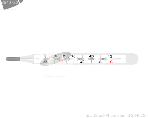 Image of Analog clinical thermometer on white background