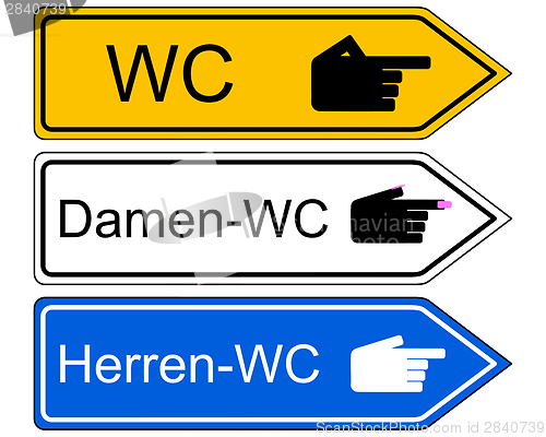 Image of Direction sign WC