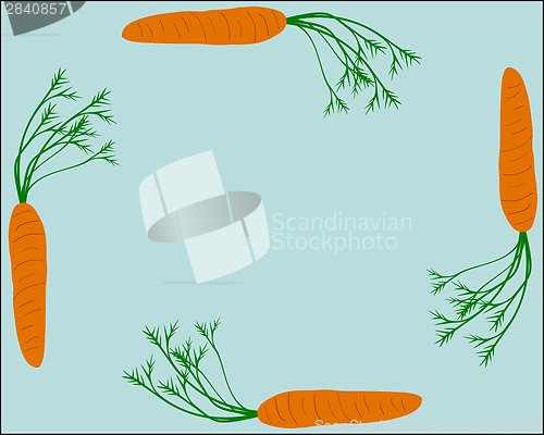 Image of Carrots as vegetable frame with light blue background