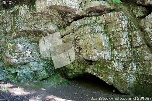 Image of Little cave in a mossy rock