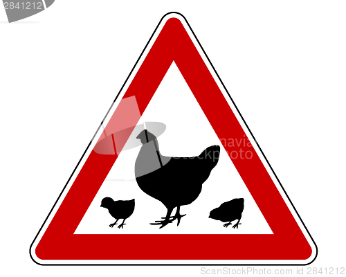 Image of Hen and chicks warning sign