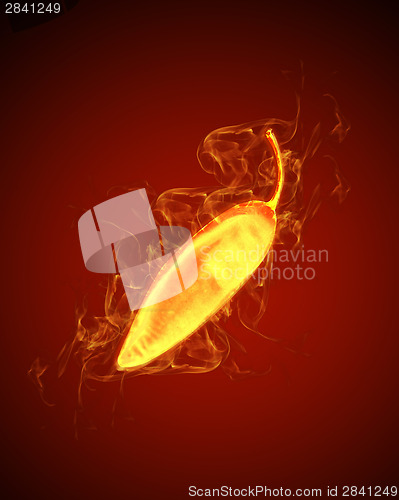Image of hot chili pepper by fire 