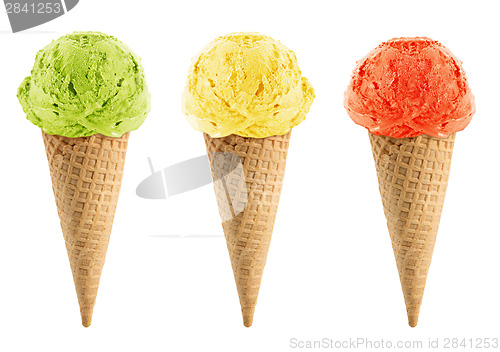 Image of Green, yellow and red Ice cream
