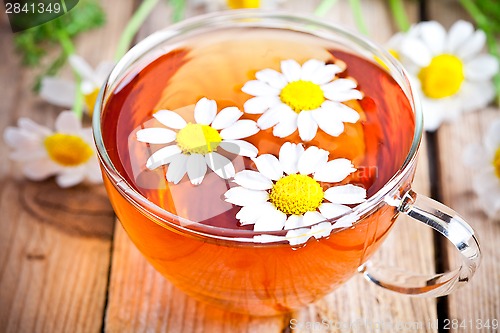 Image of cup of tea with chamomile flowers 