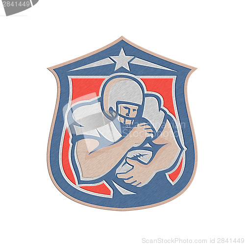Image of Metallic American Football Holding Ball Shield Retro