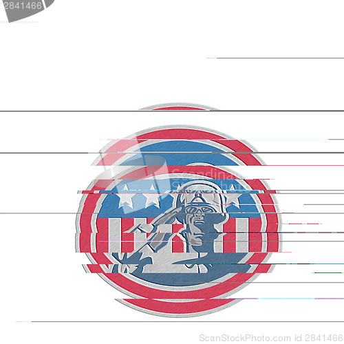 Image of Metallic African American Soldier Salute Flag Retro