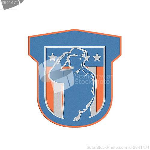 Image of Metallic Miilitary Serviceman Salute Side Crest