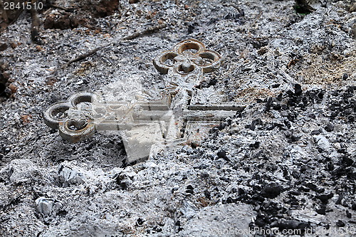 Image of Burned cross ash smoke 