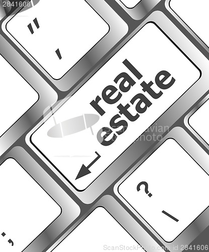 Image of Real Estate concept. hot key on computer keyboard with Real Estate words