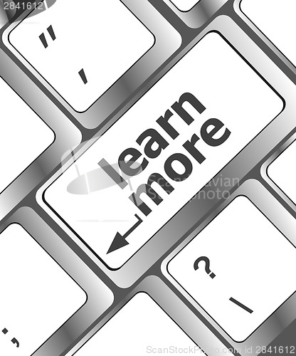 Image of education concept with learn more button on computer keyboard