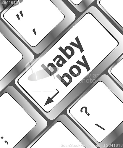 Image of baby boy message on keyboard enter key