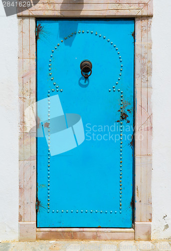 Image of Blue Traditional door from Sidi Bou Said in Tunisia