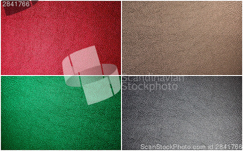 Image of Set Of Leather Texture Made From Deer Skin (Red, Green, Black, B