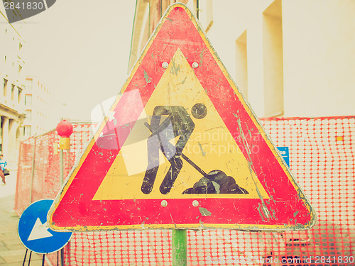 Image of Retro look Roadworks sign