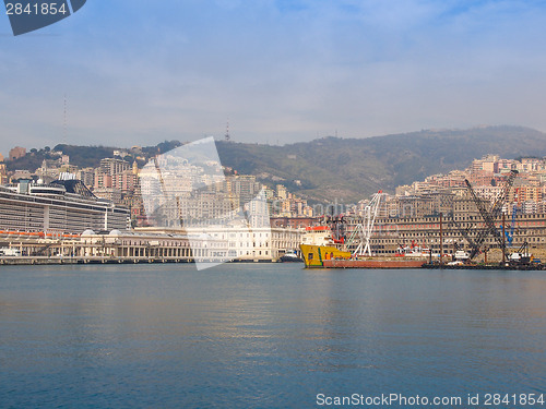 Image of View of Genoa Italy from the sea