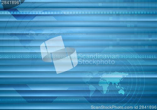Image of Abstract blue striped tech background