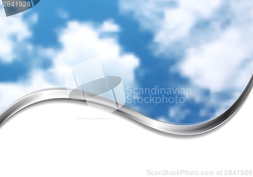 Image of Abstract cloudscape design with silver wave. Gradient mesh