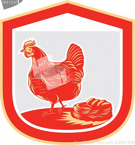 Image of Hen Chicken Nest Egg Shield Retro