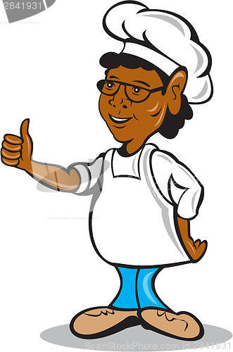 Image of African American Chef Cook Thumbs Up Cartoon