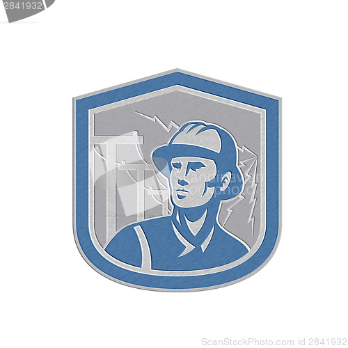 Image of Metallic Power Lineman Repairman Shield Retro