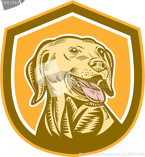Image of Labrador Dog Head Shield Woodcut