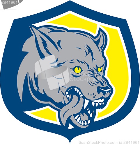 Image of Angry Wolf Wild Dog Head Shield Retro