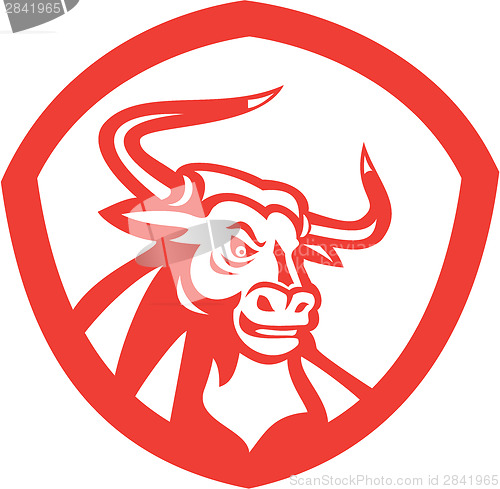 Image of Angry Texas Longhorn Bull Head Shield Retro