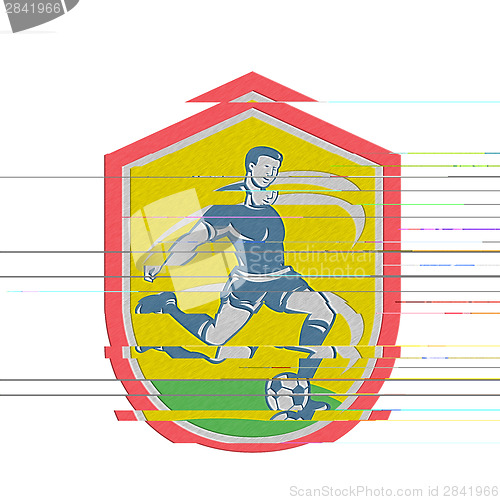 Image of Metallic Soccer Player Kicking Ball Retro