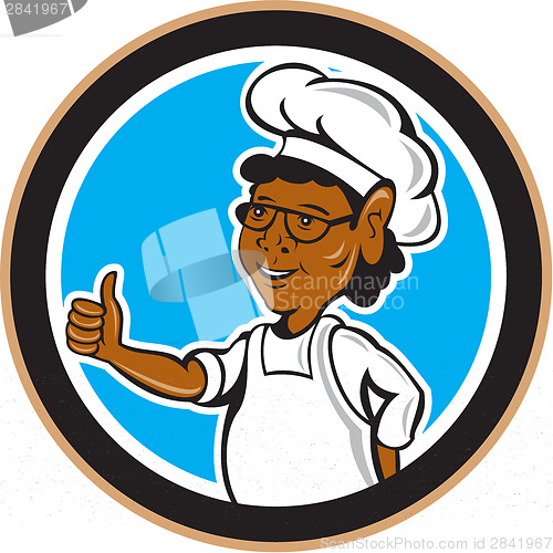 Image of African American Chef Cook Thumbs Up Circle